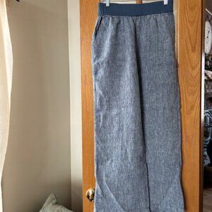 Lands End - Ladies Linen pants - elastic waist and side pockets, wide leg
